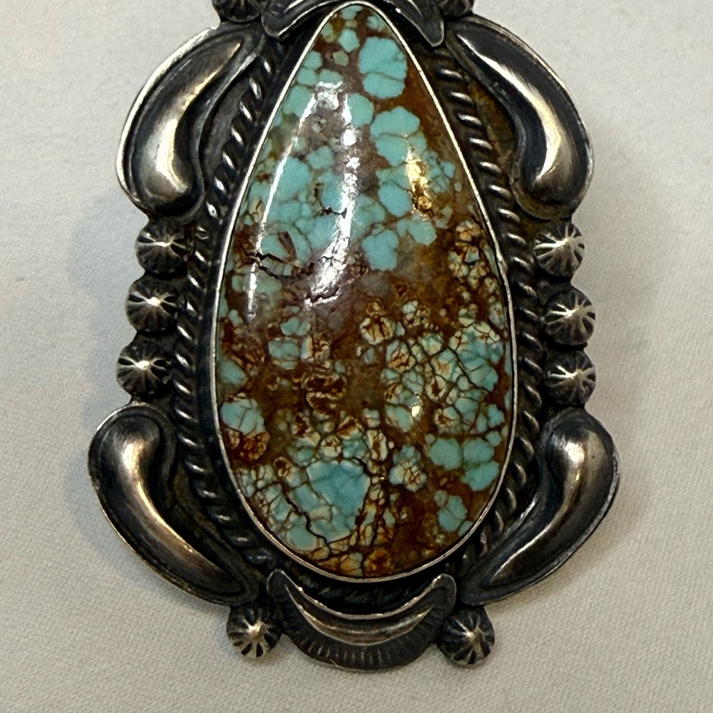 Large Kingman Turquoise Adjustable Ring - image 1